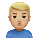 A quoi ressemblent les emoji Homme qui boude: peau moyennement claire sur Apple.