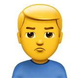 Hoe Pruilende man emoji eruit ziet op Apple.