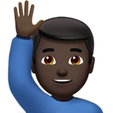 How Man Raising Hand: Dark Skin Tone emoji looks on Apple.