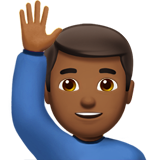 A quoi ressemblent les emoji Homme qui lève la main: peau mate sur Apple.