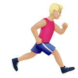 How Man Running Facing Right: Medium-Light Skin Tone emoji looks on Apple.