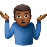 How Man Shrugging: Medium-Dark Skin Tone emoji looks on Apple.