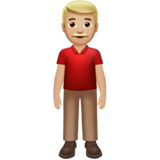 A quoi ressemblent les emoji Homme debout: peau moyennement claire sur Apple.