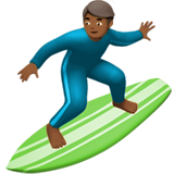 Wie Surfer: mitteldunkle Hautfarbe Emoji auf Apple aussieht.