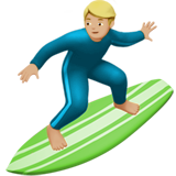 Come Surfista uomo: carnagione abbastanza chiara emoji appare su Apple.