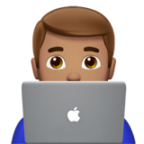 How Man Technologist: Medium Skin Tone emoji looks on Apple.