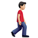 Cómo se ve el emoji Hombre caminando hacia la derecha: Tono de piel claro en Apple.