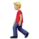 How Man Walking: Medium-Light Skin Tone emoji looks on Apple.