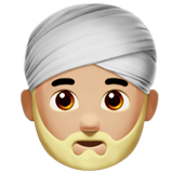 How Man Wearing Turban: Medium-Light Skin Tone emoji looks on Apple.