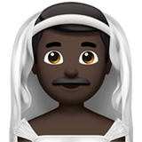 Hoe Man met sluier: donkere huidskleur emoji eruit ziet op Apple.