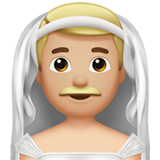 A quoi ressemblent les emoji Homme avec voile: peau moyennement claire sur Apple.