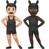 A quoi ressemblent les emoji Hommes avec des oreilles de lapin : peau claire et peau foncée sur Apple.