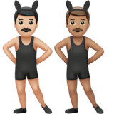 A quoi ressemblent les emoji Hommes avec des oreilles de lapin : peau claire et peau légèrement mate sur Apple.