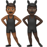 A quoi ressemblent les emoji Hommes avec des oreilles de lapin : peau mate et peau foncée sur Apple.
