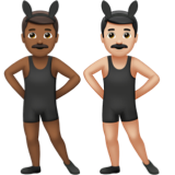 A quoi ressemblent les emoji Hommes avec des oreilles de lapin : peau mate et peau claire sur Apple.