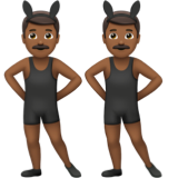 A quoi ressemblent les emoji Hommes avec des oreilles de lapin : peau mate sur Apple.