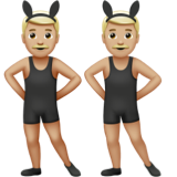 A quoi ressemblent les emoji Hommes avec des oreilles de lapin : peau moyennement claire sur Apple.
