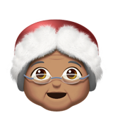 Cómo se ve el emoji Mamá Noel: tono de piel medio en Apple.