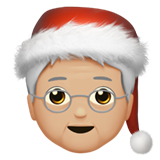 Cómo se ve el emoji Noel: tono de piel claro medio en Apple.