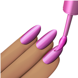 A quoi ressemblent les emoji Vernis à ongles: peau légèrement mate sur Apple.