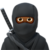 Hoe Ninja: donkergetinte huidskleur emoji eruit ziet op Apple.