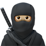 A quoi ressemblent les emoji Ninja : peau moyennement claire sur Apple.