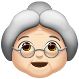 How Old Woman: Light Skin Tone emoji looks on Apple.