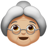 How Old Woman: Medium-Light Skin Tone emoji looks on Apple.