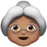 How Old Woman: Medium Skin Tone emoji looks on Apple.