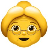 How Old Woman emoji looks on Apple.