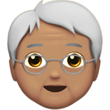 Come Persona anziana: carnagione olivastra emoji appare su Apple.