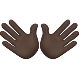 How Open Hands: Dark Skin Tone emoji looks on Apple.