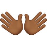 How Open Hands: Medium-Dark Skin Tone emoji looks on Apple.