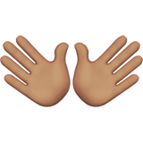 How Open Hands: Medium Skin Tone emoji looks on Apple.