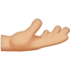 How Palm up Hand: Medium-Light Skin Tone emoji looks on Apple.