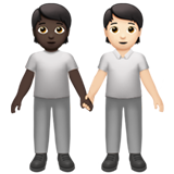 A quoi ressemblent les emoji Deux personnes se tenant la main: peau foncée et peau claire sur Apple.