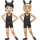 A quoi ressemblent les emoji Personnes avec des oreilles de lapin : peau claire et peau moyennement claire sur Apple.