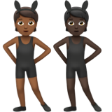 A quoi ressemblent les emoji Personnes avec des oreilles de lapin : peau mate et peau foncée sur Apple.