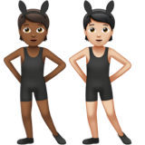 A quoi ressemblent les emoji Personnes avec des oreilles de lapin : peau mate et peau claire sur Apple.