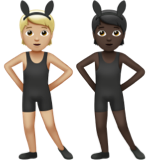 A quoi ressemblent les emoji Personnes avec des oreilles de lapin : peau moyennement claire et peau foncée sur Apple.
