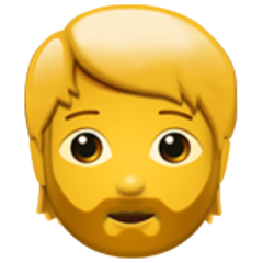 Hoe Persoon: baard emoji eruit ziet op Apple.