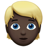 How Person: Dark Skin Tone, Blond Hair emoji looks on Apple.