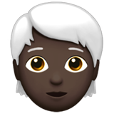 Bagaimana Dewasa: warna kulit gelap, rambut putih emoji terlihat di Apple.