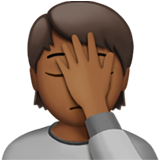 How Person Facepalming: Medium-Dark Skin Tone emoji looks on Apple.