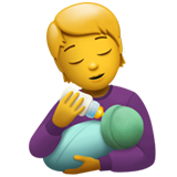 Hoe Persoon die een baby voedt emoji eruit ziet op Apple.