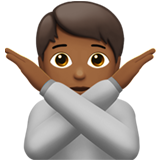 How Person Gesturing NO: Medium-Dark Skin Tone emoji looks on Apple.