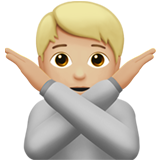 How Person Gesturing NO: Medium-Light Skin Tone emoji looks on Apple.