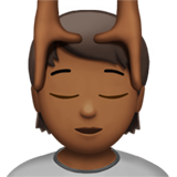 How Person Getting Massage: Medium-Dark Skin Tone emoji looks on Apple.