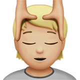 How Person Getting Massage: Medium-Light Skin Tone emoji looks on Apple.