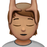 How Person Getting Massage: Medium Skin Tone emoji looks on Apple.